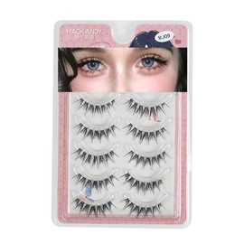 Fake Eyelashes False Eye Lashes Daily Strip Cross Clear Thin Band 7-14mm Comic Manga Anime Natural Curl Lashes Cosplay Lash for Wedding Party Work Natural Look Eye Makeup 5 Pairs LASGOOS MJ09