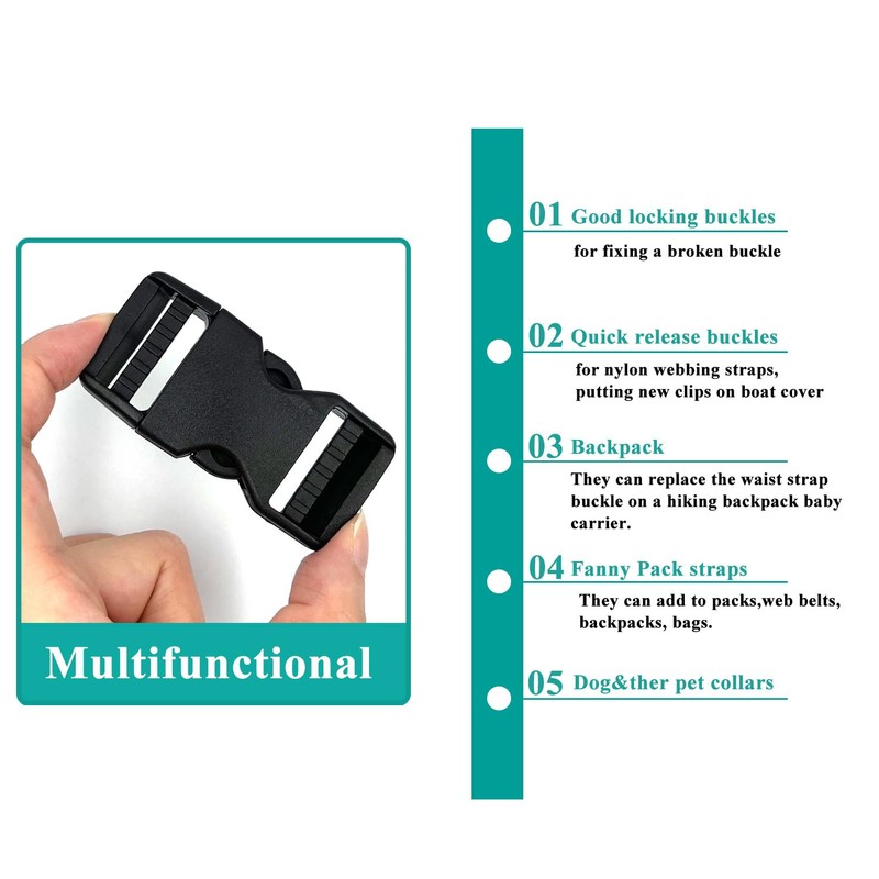 honigo Quick Side Release Buckles 1" Wide 3 Pcs Dual