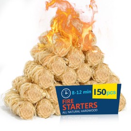 Fire Starter 150Pcs - Extra Long 12min Natural Fire Starters for Grill, Fireplace, Camping & Survival Kit | Waterproof, Odorless, Safe for BBQ/Pizza Oven/Chimney (Indoor & Outdoor)