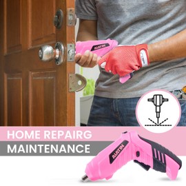 ALATIN Pink Tool Set for Women, 136 PCS Household Tool Kit with 3.6V USB Electric Screwdriver, Cordless Lithium-ion Drill Driver, Home Improvement Hand Tools for DIY Projects