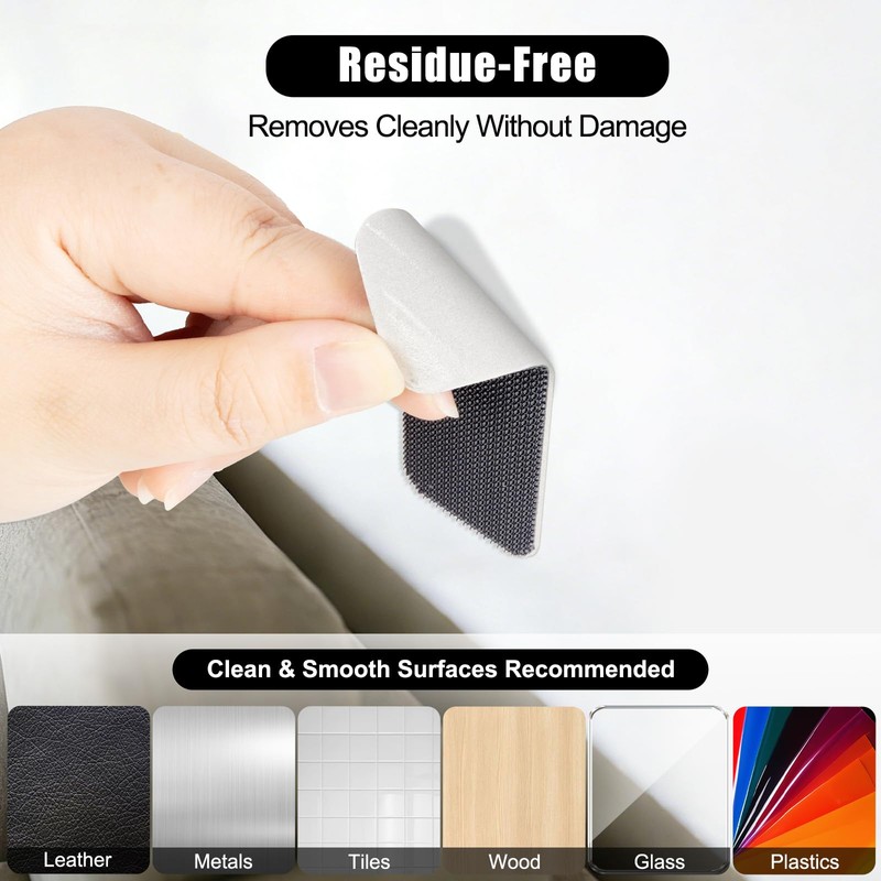 Heavy Duty Adhesive Hook and Loop Strips, 8 Sets (1.18”