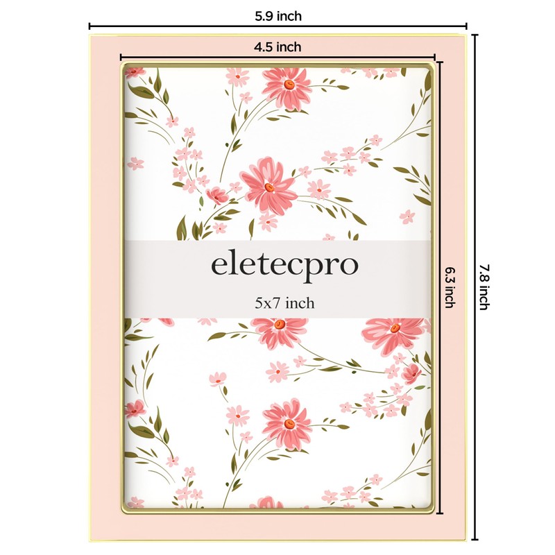 eletecpro 5x7 Enamel Picture Frame with Real Glass Cover, 1