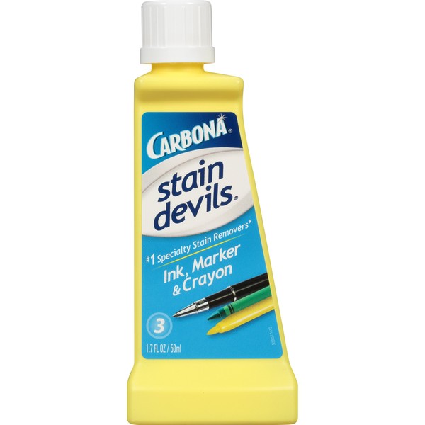 Carbona Stain Devils® #3 – Ink, Marker & Crayon | Professional Strength Laundry Stain Remover | Multi-Fabric Cleaner | Safe On Skin & Washable Fabrics | 1.7 Fl Oz, 1 Pack
