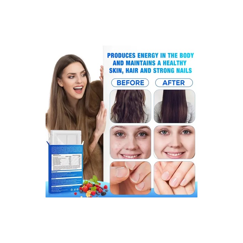 60 Parches Biotina Liberacion Prolongada Fortalece Cabello