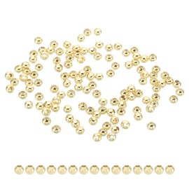PATIKIL 3mm 14K Gold Filled Spacer Beads for Jewelry Making, 100 Pack Metal Round Beads Brass Beads for Bracelets Earring Necklace DIY Craft, Golden