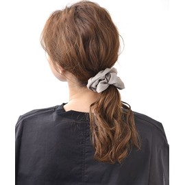 VINGTAINE HS-149-LGY- Basic Color, Scrunchie, Plain, Office, Work, Classic, Petite Plain, Hair Access, Light Gray