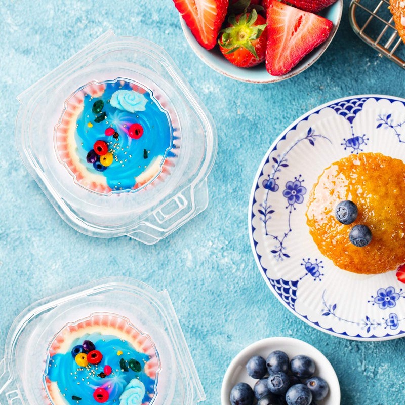 NPLUX 25 Pack Individual Cupcake Containers Plastic Cupcake Boxes Cupcake