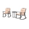 LOKATSE HOME 3 Pieces Outdoor Rocking Wicker Chair Set Armchairs