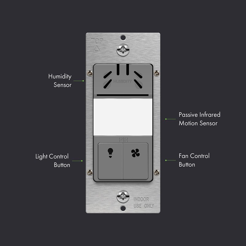 TOPGREENER Humidity Sensor Switch, Dual Tech Humidity PIR Motion Sensor