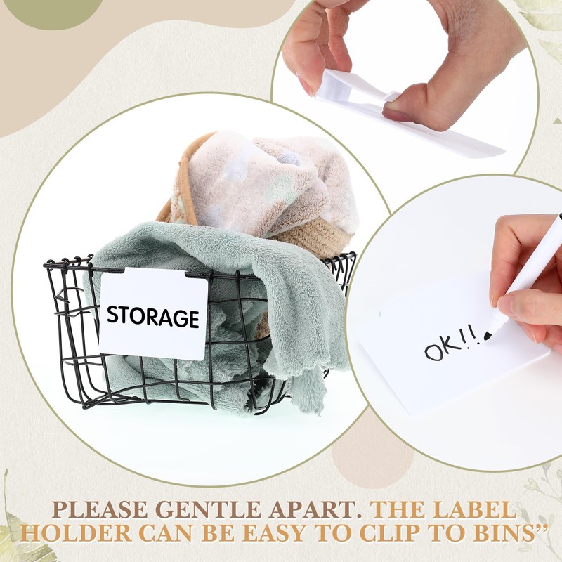 Siifert 50 Pcs Basket Labels Clip Set for Storage Bins