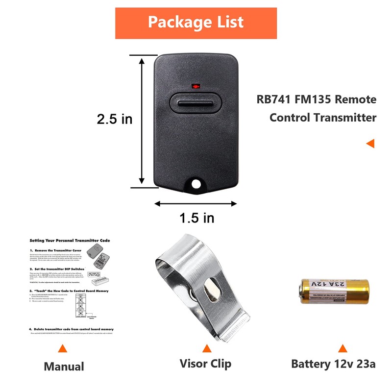 RB741 for Mighty Mule Gate Opener Remote, 318MHZ Gate Remote