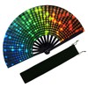 EOSAU UV Glow Large Rave Fan Folding Hand Fans for