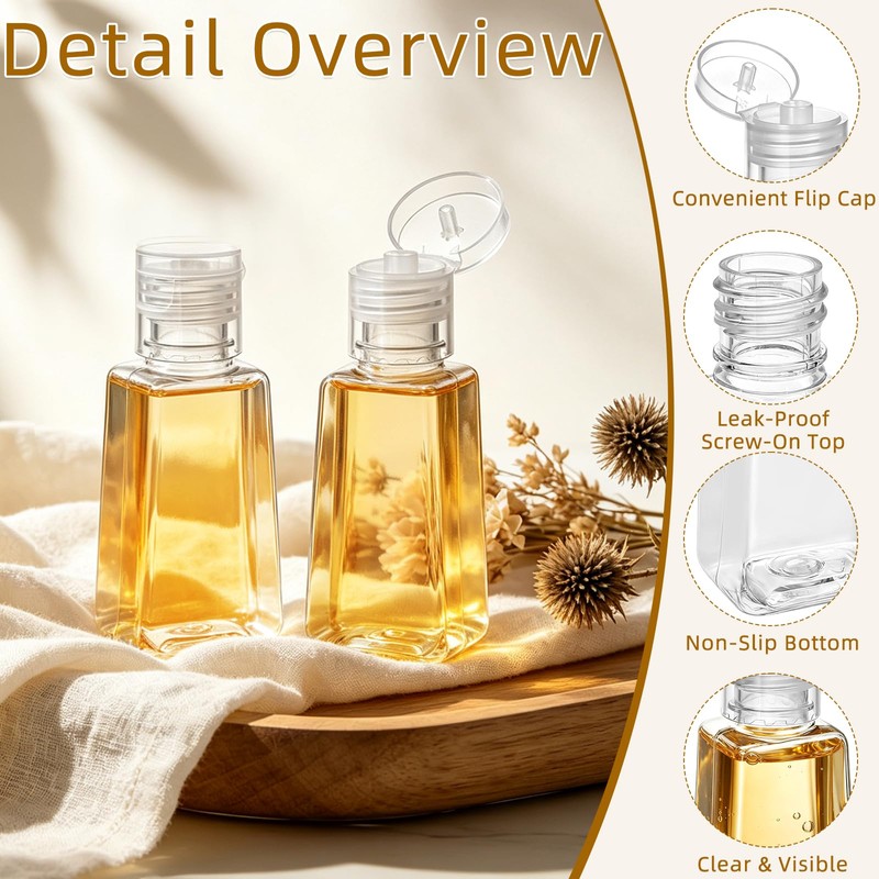 100 Pack 1 Oz Travel Plastic Bottles, Empty Bottles with