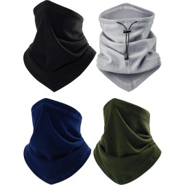 Unbranded Winter Fleece Neck Gaiter Ski Tube Scarf for Cold Weather Neck Warmer Face Cover - Gray, 36*30cm -with drawstring