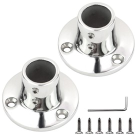 Laorde Stainless Steel Boat Rail Fittings 60/90 Degree Boat Railing Hardware Marine Grade Handrail Base for 7/8 or 1 inch O.D. Tube/Pipe with L Shape Hex Key and Screws (Round 90° for 7/8" Pipe)