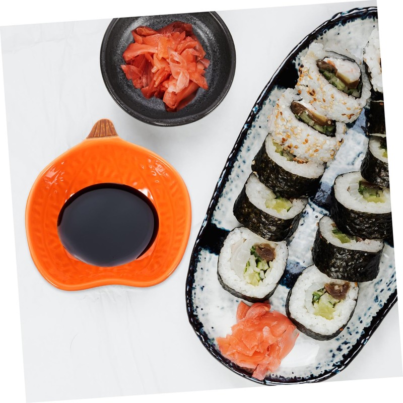 LABRIMP Pumpkin Shape Ceramic Dipping Plates 4pcs Cute Sauce Dishes