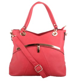Große Damen-Handtasche aus PU-Leder mit abnehmbarem Riemen, cherry, Einheitsgröße