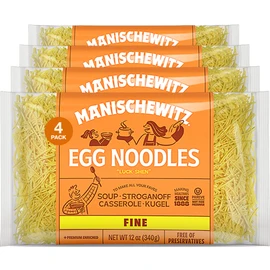 Manischewitz Premium Enriched Fine Egg Noodles 12oz (4 Pack) Great in Soups & Stews