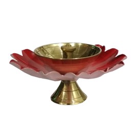 Purpledip Brass Diya Deepak 'Gulab': Festival Oil Lamp Deepam Decor Gift (12121)