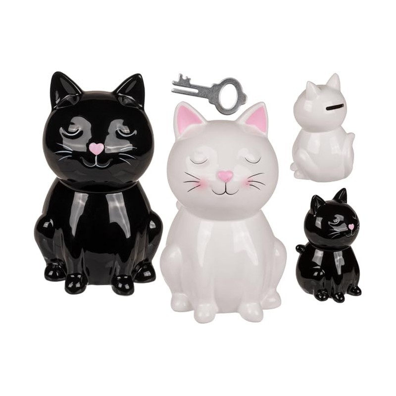Ceramic Money Box with Lid and Key (Black)