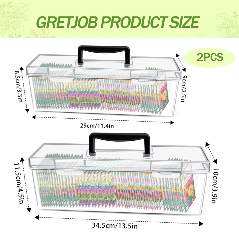 GRETJOB 2 Pack Seed Storage Organizer Box, Portable Seed Packet