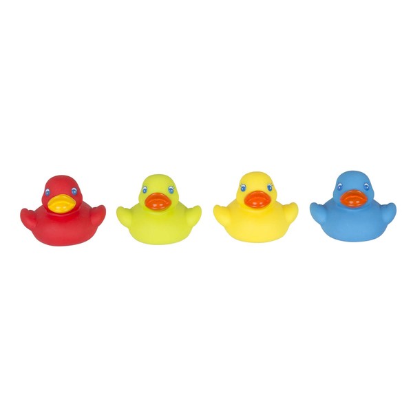 Playgro Mini-Ducks for the Bath, 4 Pieces, Fully sealed, Water and dirt resistant, Ideal for baby's bath, From 6 months, BPA Colourful, 40212