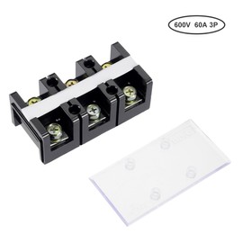 sourcing map Dual Rows 3 Positions 600V 60A Wire Barrier Block Terminal Strip
