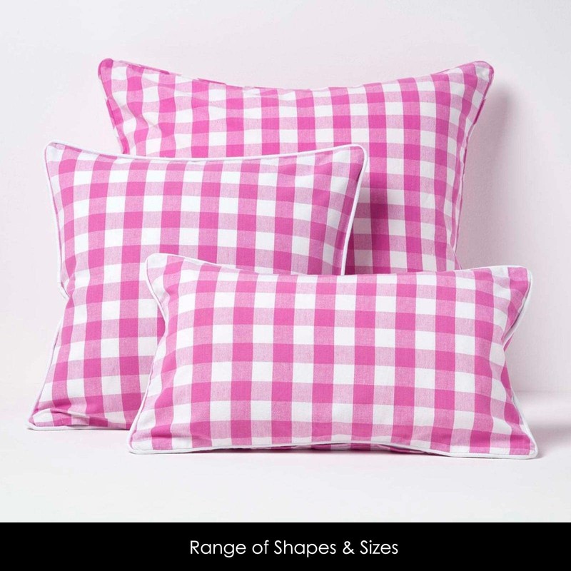 Homescapes - 100% Cotton - Block Check - Filled Cushion