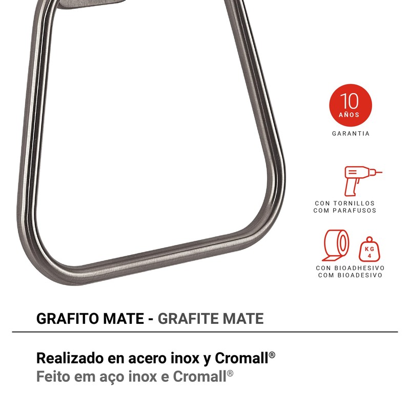 Gedy Towel ring Tonga Graphite Matte