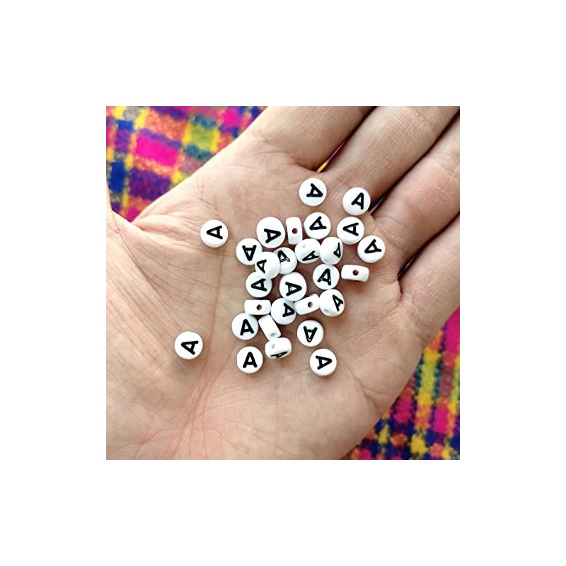 Amaney Vowel Letter Beads A 100pcs 7√ó4mm White Round Acrylic