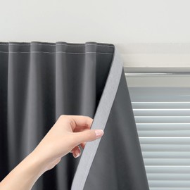 Sovtfides Magic Tape Stick On Curtains Window Shades Pull Down Blackout Window Cover Blackout Curtains for Bedroom No Drillng Self Adhesive Curtains No Rod, 35" W X 59" L, Grey, 1 Panel
