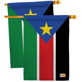 Nationality South Sudan House Flags 2 pcs Pack Regional Nation International World Country Particular Area Small Decorative Gift Yard Banner Double-Sided Made In USA 28 X 40
