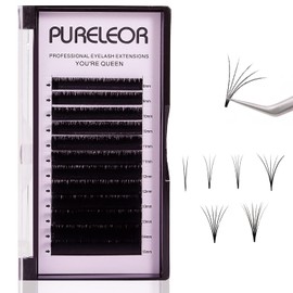 Easy Fan Lashes 0.10 D Curl Single Tray 10mm 2D-20D Volume Eyelash Extensions Easy Fanning Russian Lashes Individual Lash Extension（0.10D-10mm）