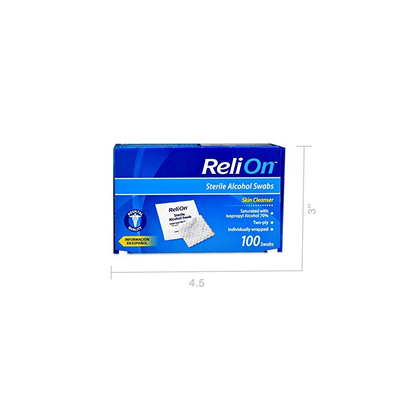 ReliOn - Hisopos de alcohol estériles, 200 unidades, (paquete de