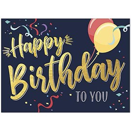 25 Employee Birthday Cards - Festive Party Design - 26 White Envelopes - FSC Mix