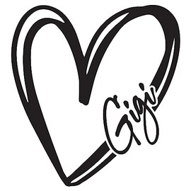 WHITE Heart Gigi Car Window Decal | 4.5" Tall | Kais Design