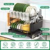 AIDERLY 2 Tier Dish Drainer Rack with Drip Tray Cutlery
