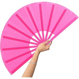 13inch Large Rave Fan Popping Fan Clacking Fans for Line Dancing,Hand Fans for Women Foldable,Boots on The Ground Fan,Portable for Outdoor,Wedding,Party,Decoration(Pink,1 Pack)