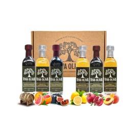 Viva Oliva Six 60ml (2oz) Variety Gift Set - Premium Balsamic Vinegars (18 Year Traditional, Grapefruit, Black Mission Fig, Sicilian Lemon, Pomegranate, Peach)