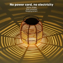 Solar Lantern, Outdoor Hanging Lights, Decorative Rattan Lanterns, for Garden, Garden Lights, Birthday Gifts, Mother, Grandma, Porch, Patio, Patio, Table, Patio, Yard