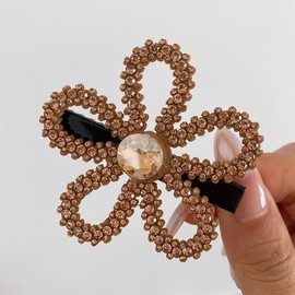 Star Star Glitter Bow Hair Clip Hair Clip Banana Clip Hairpin Hair Clip Hair Trinket Large Hairpin Hair Arrangement Accent Korean Style Simple Fashion Gift for Women (Beige)