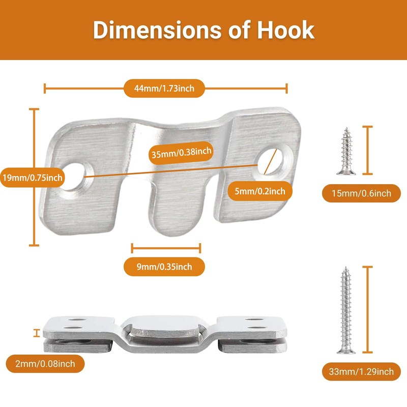 16Pcs Stainless Steel Interlock Hanging Buckle, Flush Concealed Mount Brackets,