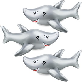 3 Pack 40 Inch Inflatable Shark Large Blow Up Shark Animals PVC Inflatable Float Pool Toy for Summer Beach Pool Sea Ocean Party Supplies