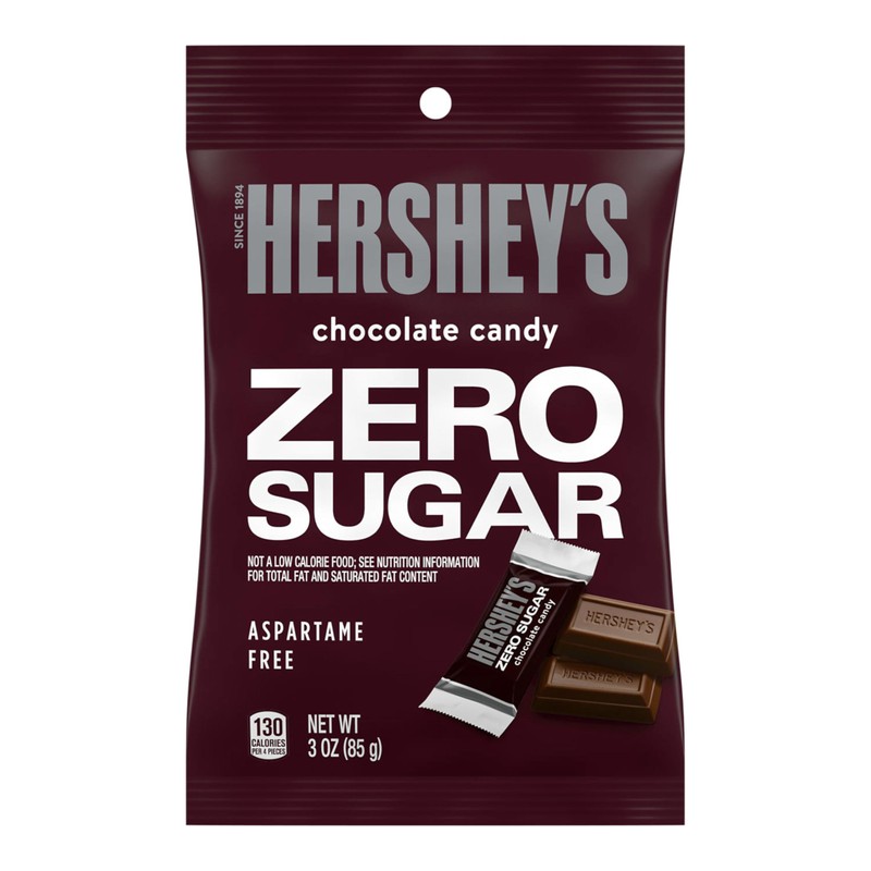 HERSHEY'S Zero Sugar Chocolate Candy Bags, 3 oz (12 Count)