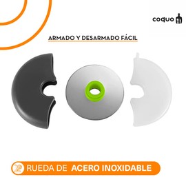 COQUO - Cortador de Pizza de Acero Inoxidable con Tapa Protectora - Fácil de Usar y Limpiar - Ideal para Pizzas, Sandwiches, Tortas, y más! - Rebanador de pizza - Stainless Steel Pizza Cutter (Verde)