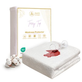 Austin Linen Cotton Terry Mattress Protector 100% Waterproof, Premium Noiseless & Washable Cover, Fitting Upto 16" Deep Mattresses (Queen)