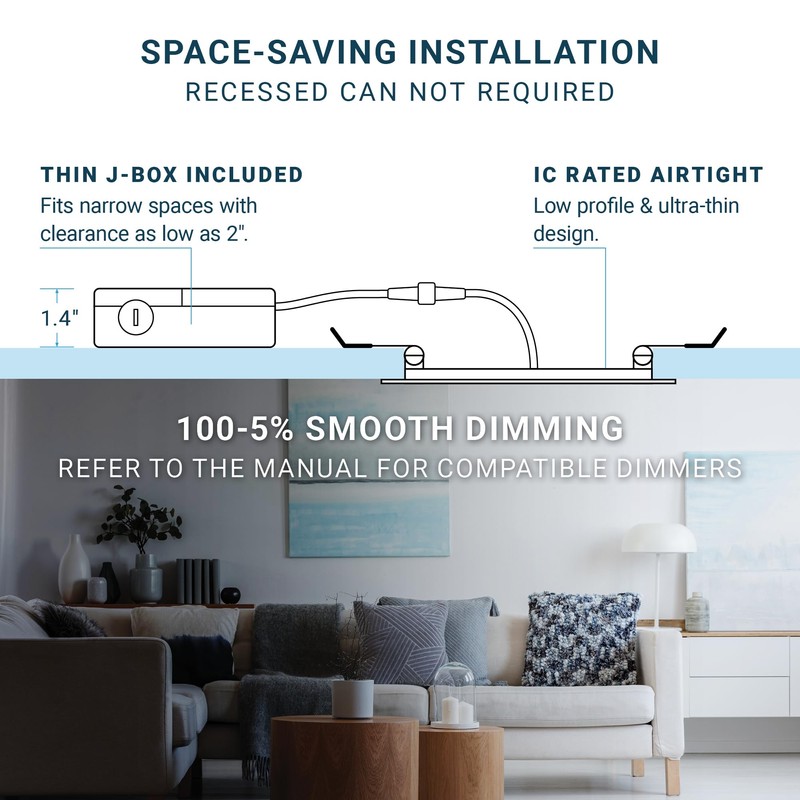 PARMIDA (6 Pack) 8 Inch Ultra-Thin LED Recessed Ceiling Light