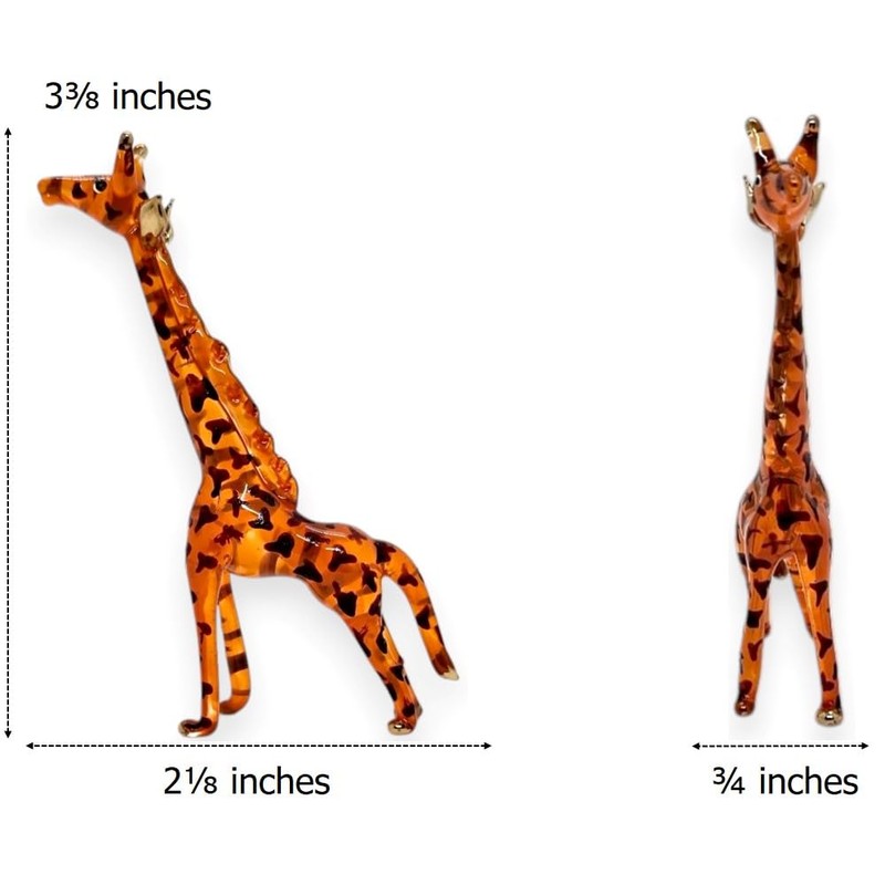 WitnyStore Tiny 3⅜" Brown Giraffe Standing Look Up Figurine -