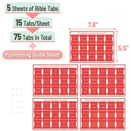 Mr. Pen- Bible Tabs, 75 Tabs, Saturated Red, Laminated Bible Tabs for Women and Men, Bible Tabs for Study Bible, Bible Index Tabs, Bible Book Tabs, Bible Labels Tabs, Mr Pen Bible Tabs