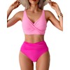 Fanuerg Women High Waisted Bikini Sets V Neck Cross Twist